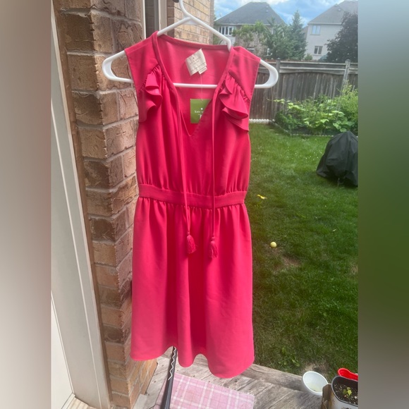 KATE SPADE NEW YORK Rambling Roses Crepe Ruffle Dress Pink Size 2 XS Brand New - Picture 8 of 16